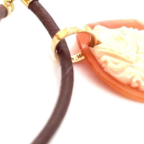 14k Cameo Brown Corded Necklace - Picture 6 of 12